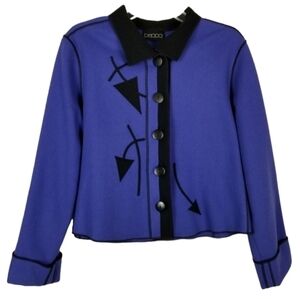 Vintage 80s Beppa Wool Button Jacket Size Small Purple Black Artsy Size Small